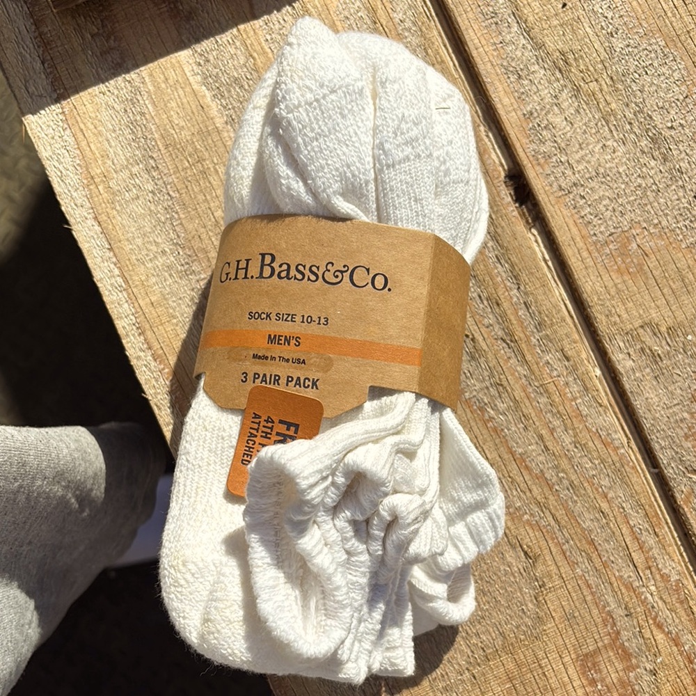 G.H. Bass & Co. White Athletic Socks Soft Cotton Comfort